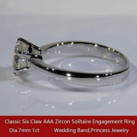 Classic Sterling Silver Plate 1ct Round Cut CZ Solitaire - Picture 3 of 3